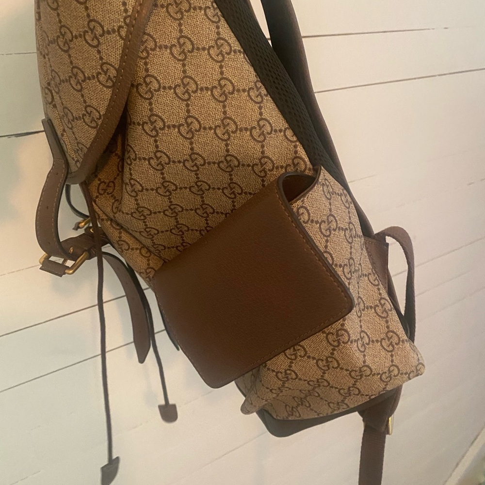 Gucci Monogram Backpack with Red and Green Stripes - Picture 9 of 9